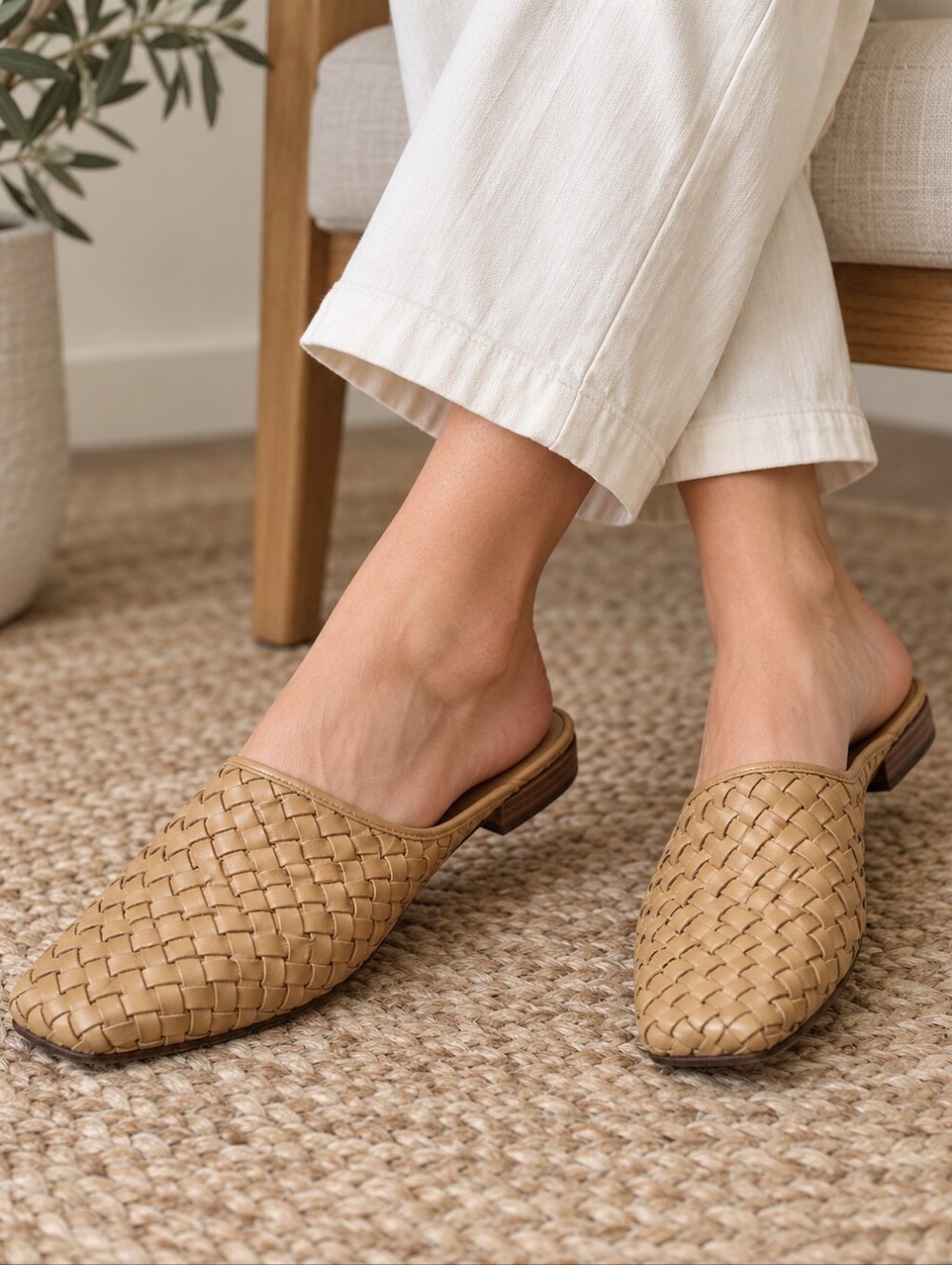 Everlane The Woven Leather Mule Women’s Size 8 Tan